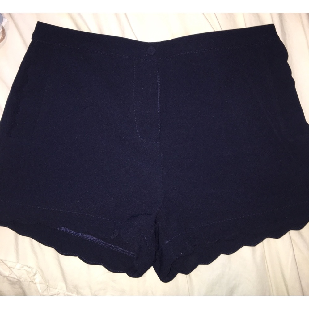 Navy Scalloped Shorts